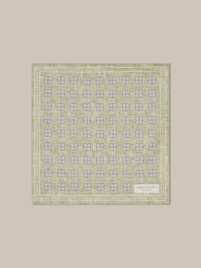 Robert Talbott Colton Pochette Seta Verde Reversibile 36cm