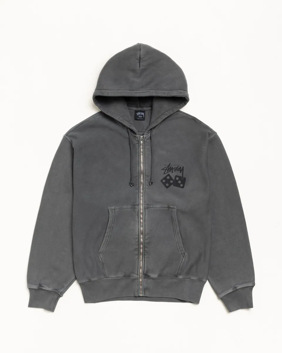 Stussy Dice Zip Hoodie felpa nera 450gsm