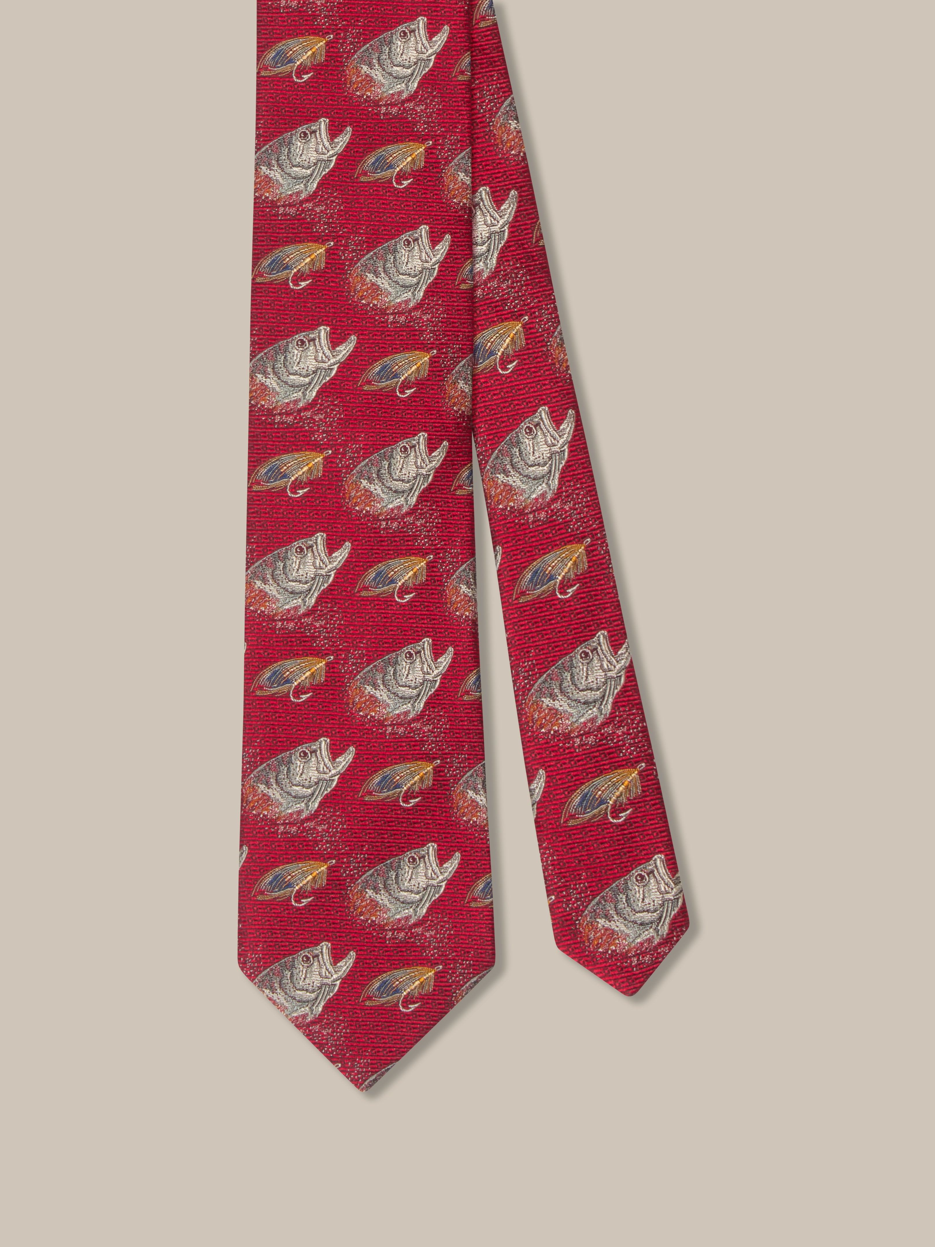 Robert Talbott Fish 97 Heritage cravatta seta rossa REG