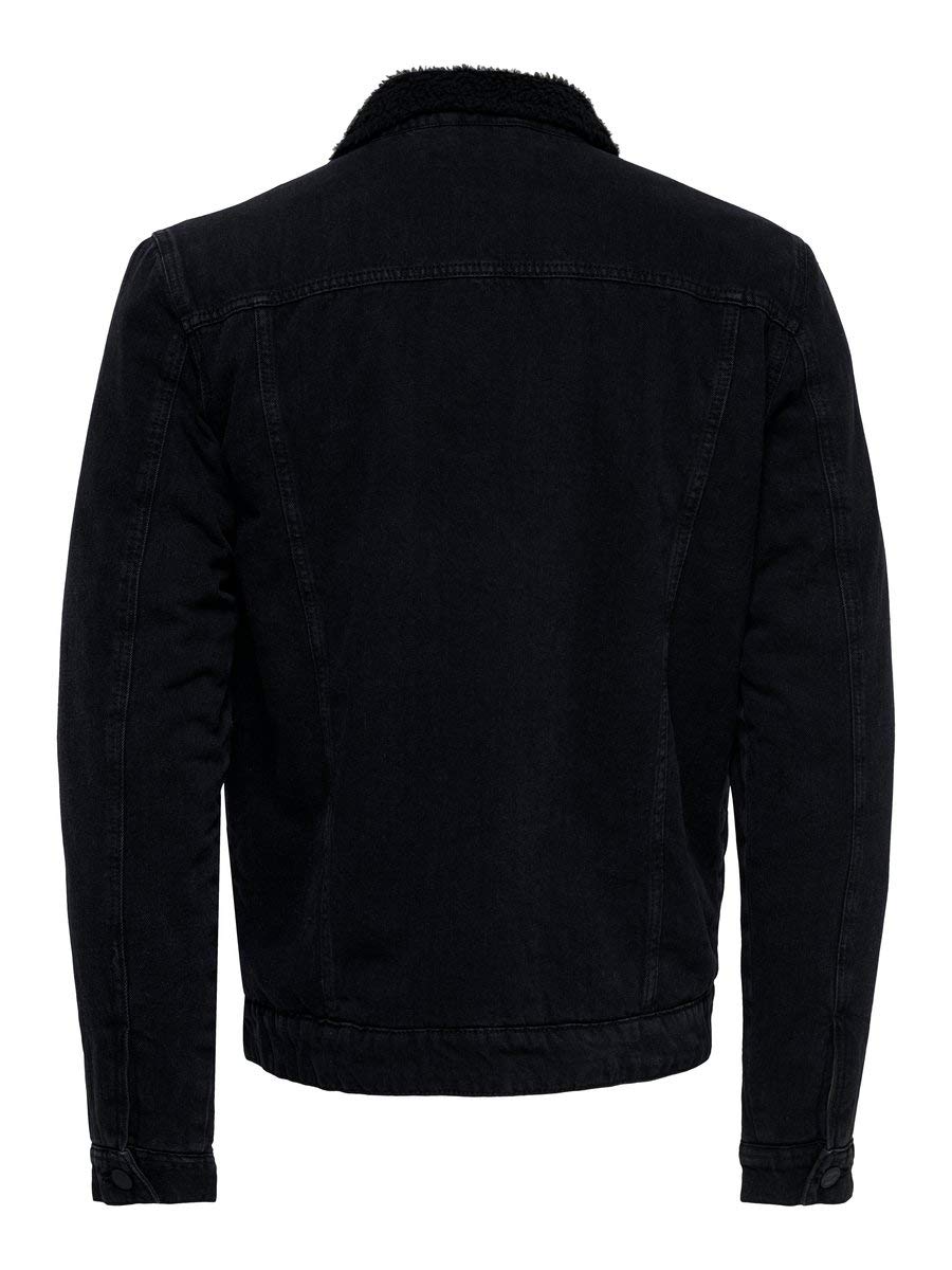 Only & Sons Giacca Jeans Uomo Nera Bottoni Tasche