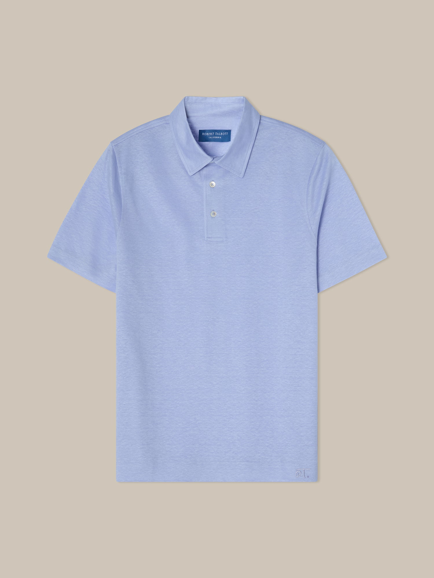 Robert Talbott Taylor Polo Lino Azzurro 100% Lino