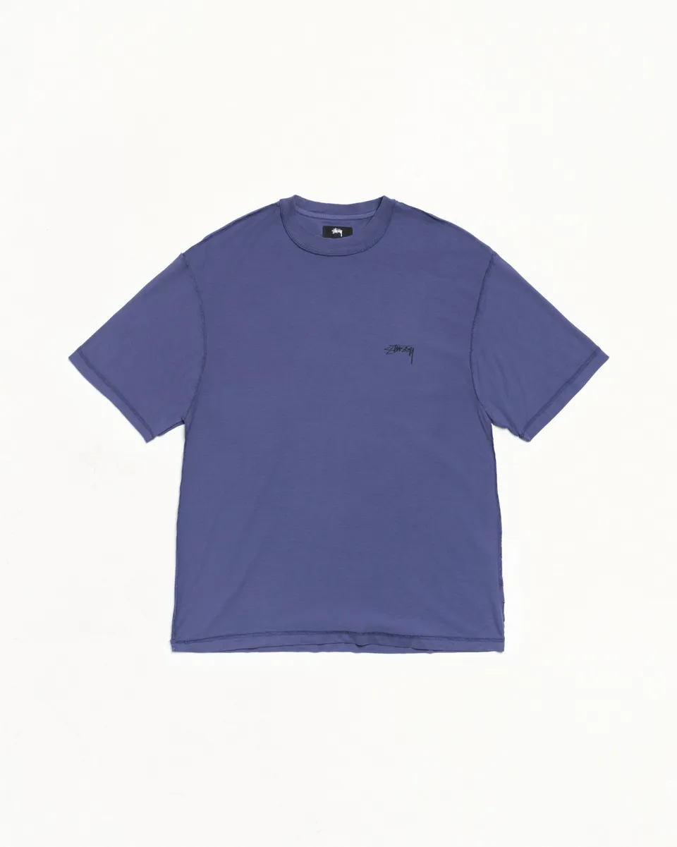 Stussy Lazy Tee Maglietta Vintage Navy Cotone 190 gsm