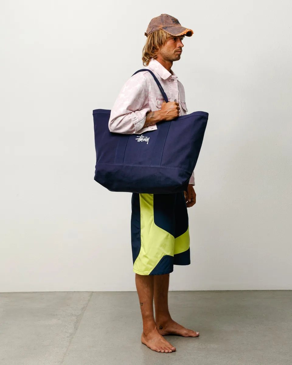 Stussy Canvas Extra Large Tote borsa tela navy