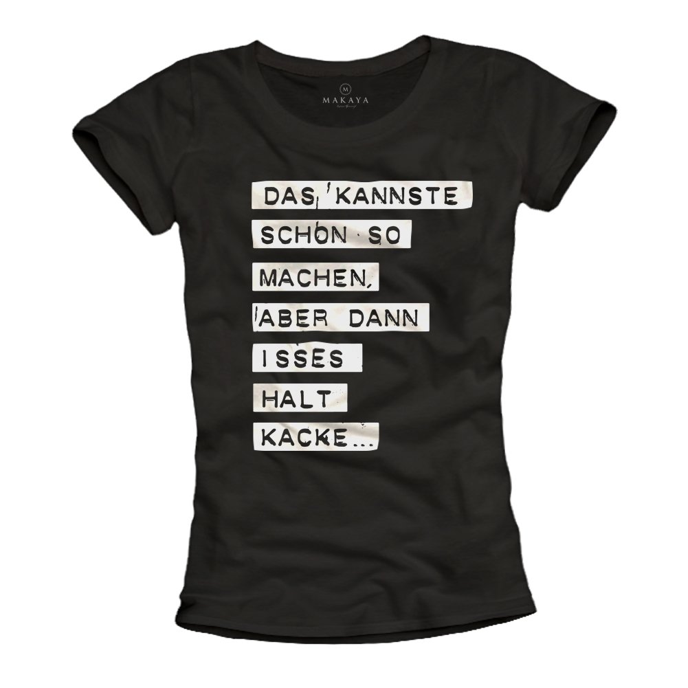 Makaya Scritte Divertenti T-Shirt Donna M 100% Cotone