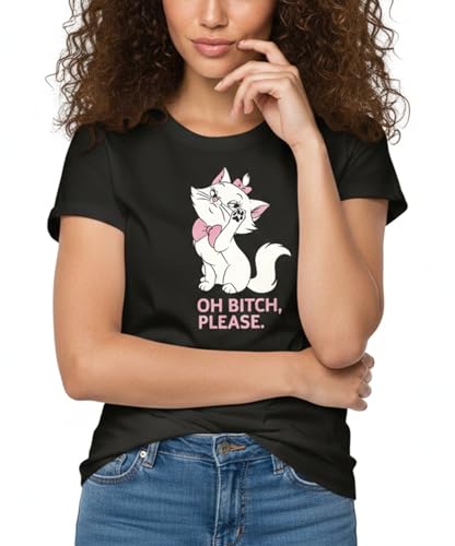 MAKAYA T-Shirt Donna Maglietta Gatto Cotone Taglia L