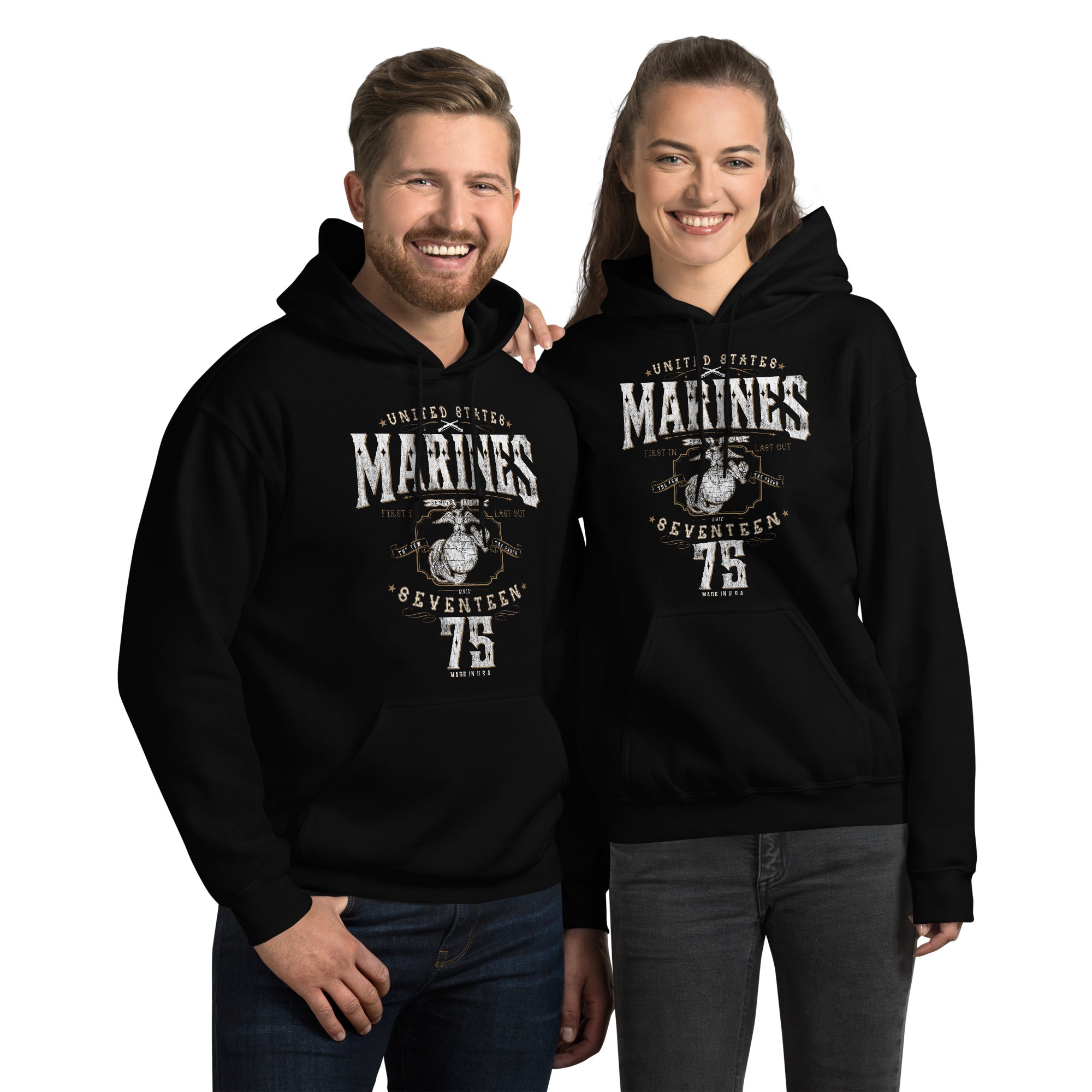 7.62 Design USMC 1775 felpa con cappuccio nera L cotone