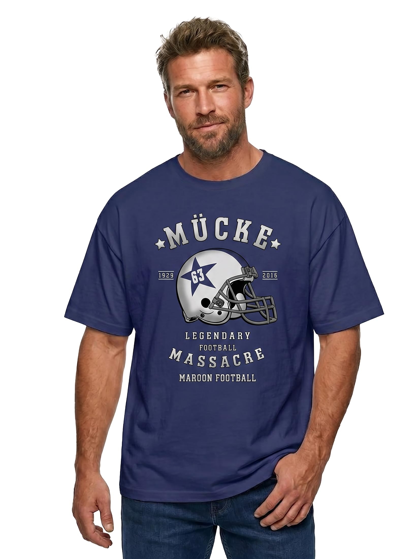 Makaya T-Shirt Uomo maglietta football 63 blu taglia M