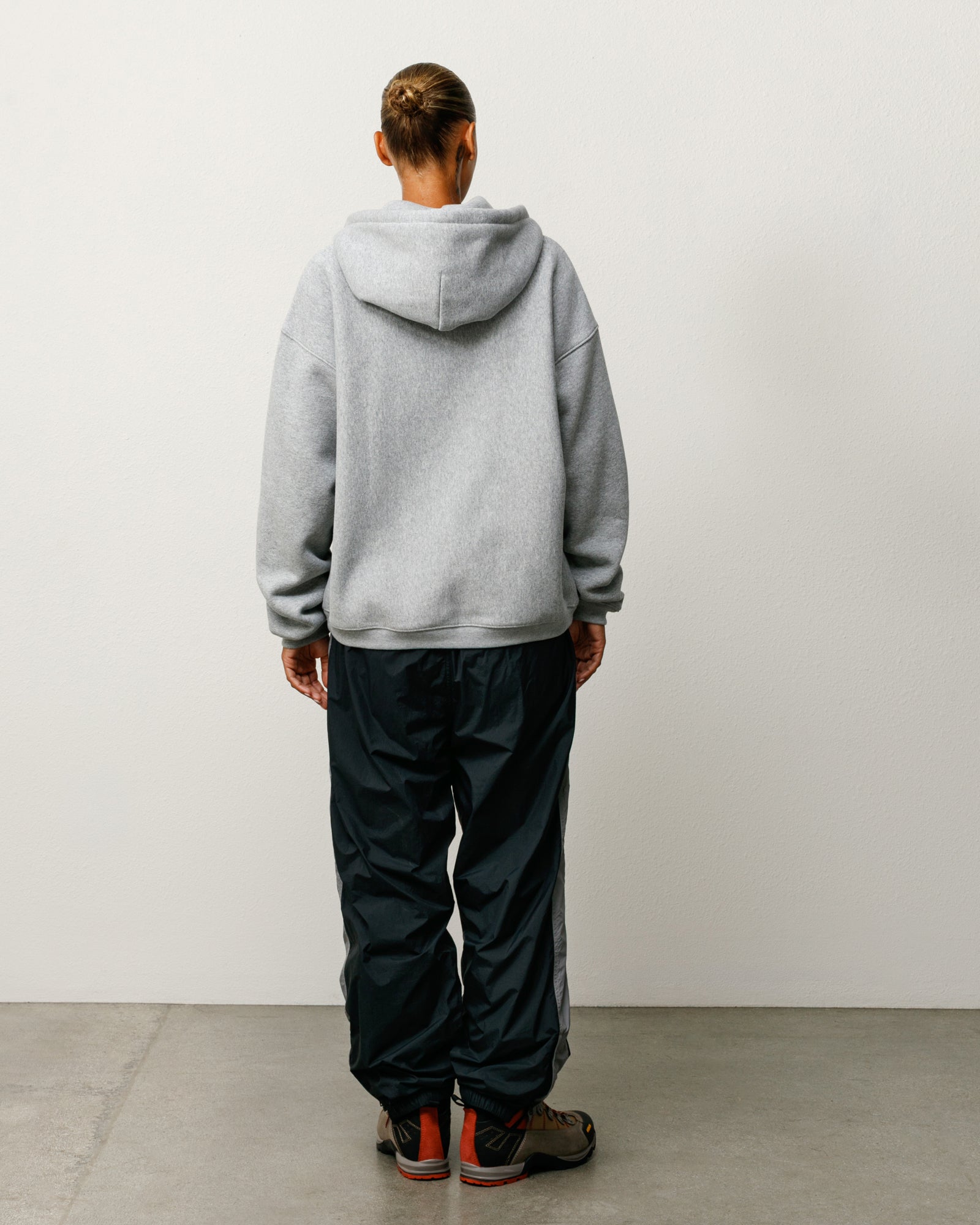 Stussy Varsity Zip Hoodie felpa grigia zip pesante 535 gsm