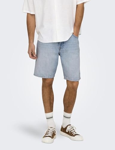 Only & Sons Onsedge Mid Waist Shorts Jeans Uomo XL Blu