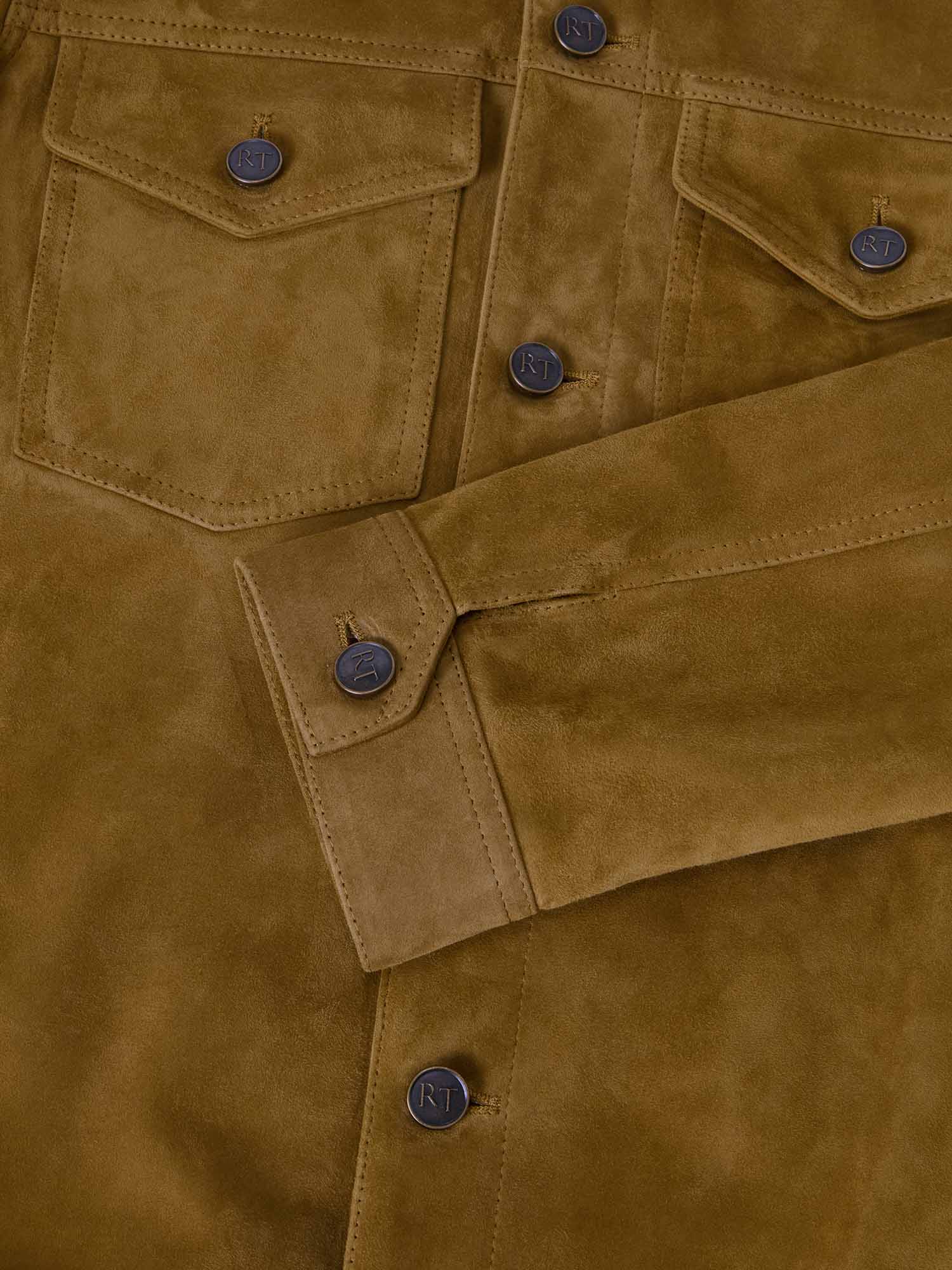 Robert Talbott Elliott giacca trucker camoscio camel