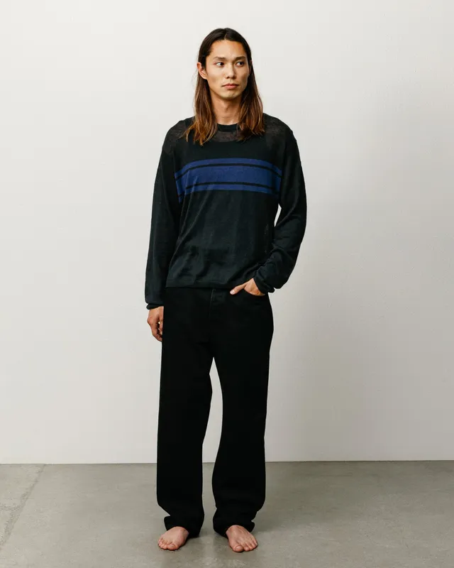 Stussy Maglione Leggero a Righe maglia nera lino