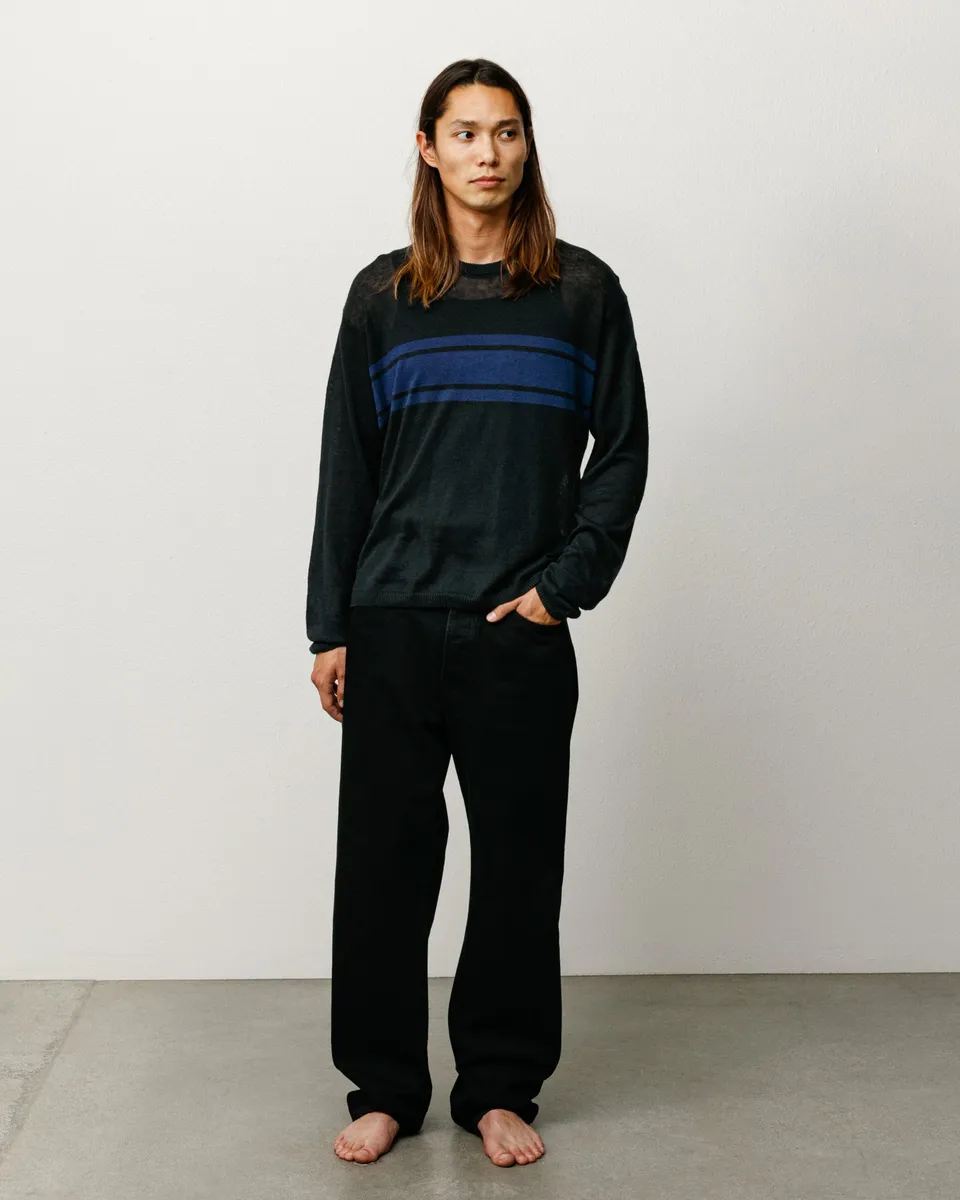 Stussy Maglione Leggero a Righe maglia nera lino