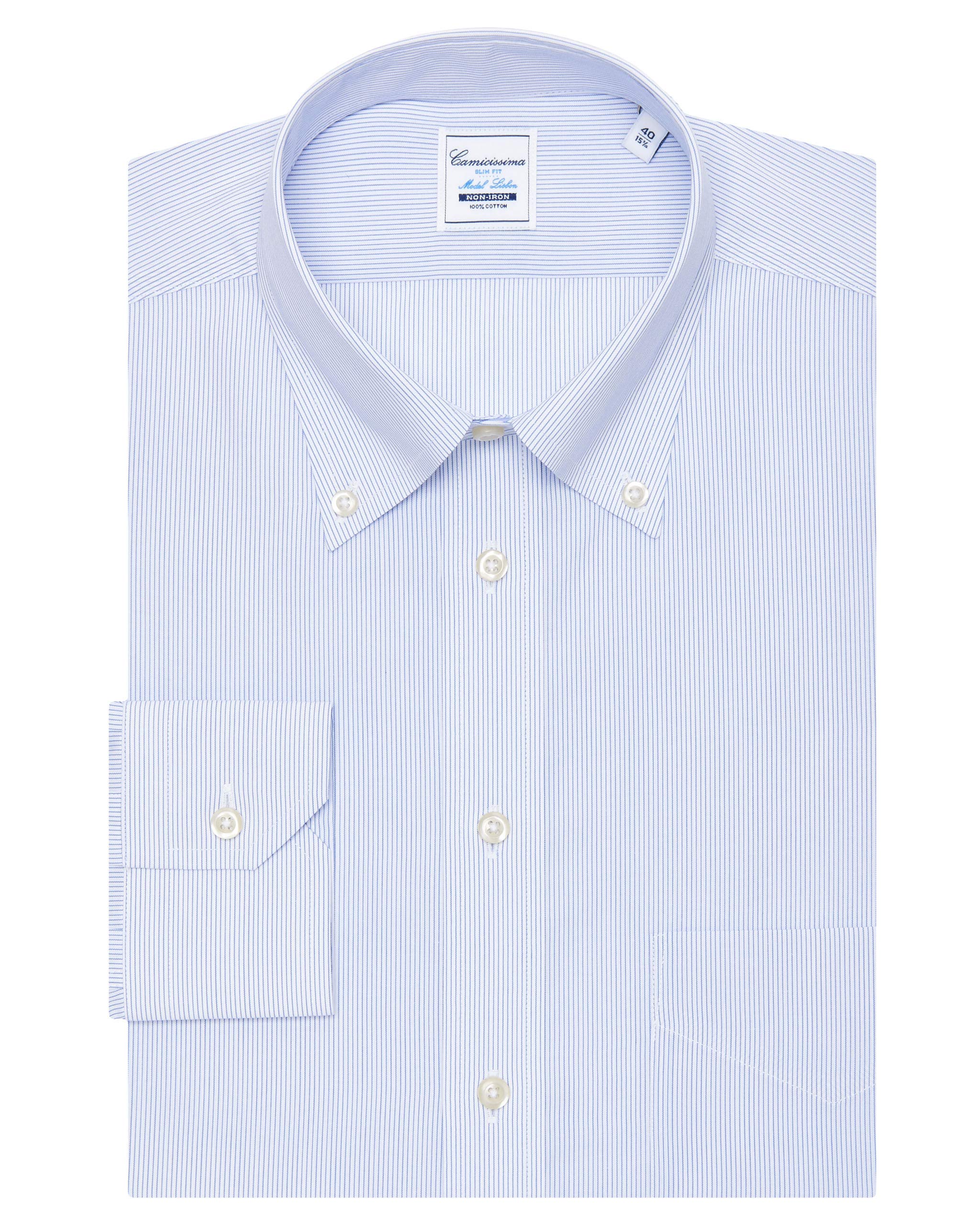 Camicissima Fancy Camicia Righe Azzurra Slim con Taschino