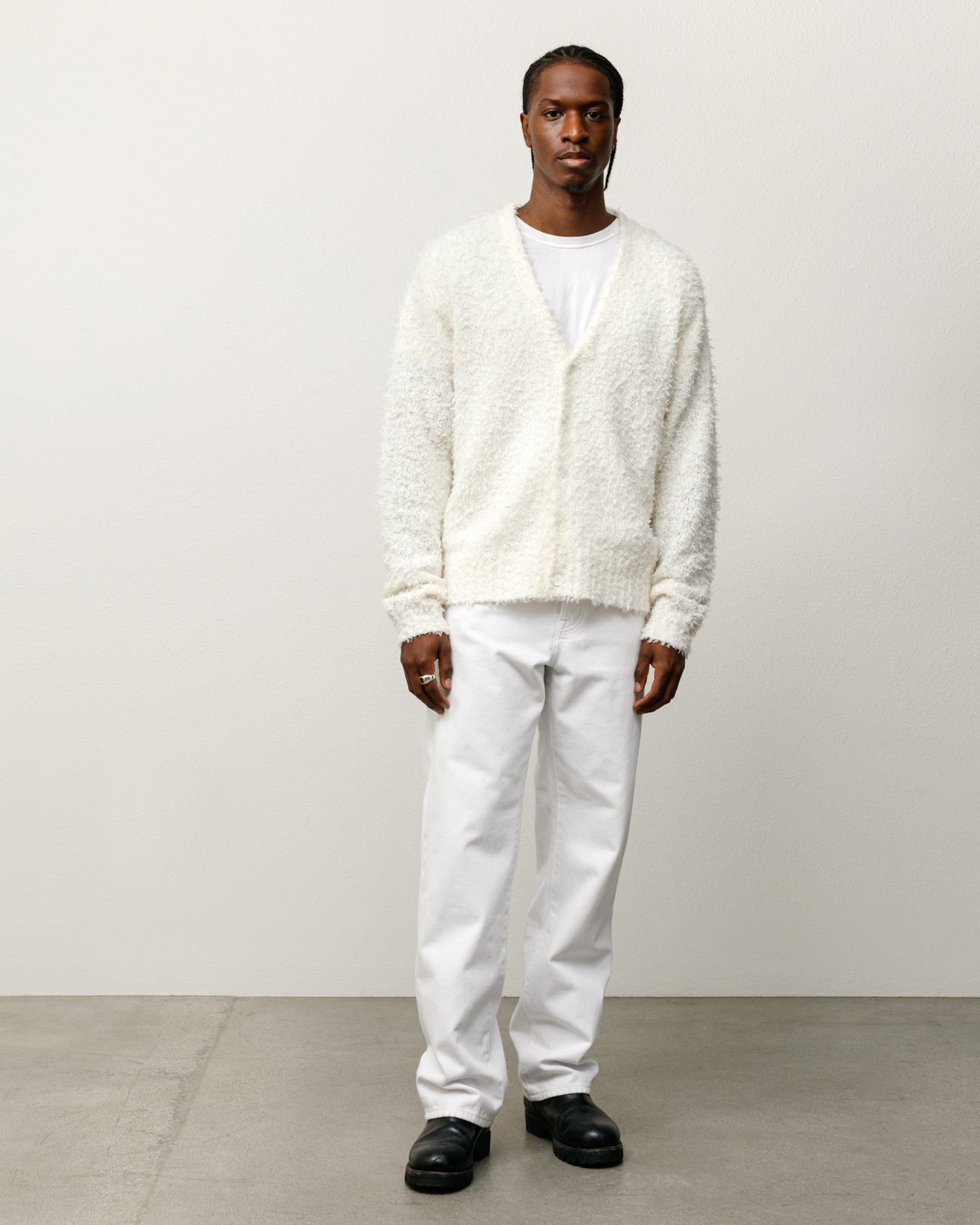 Stussy Textured Cardigan maglione Off White lana alpaca