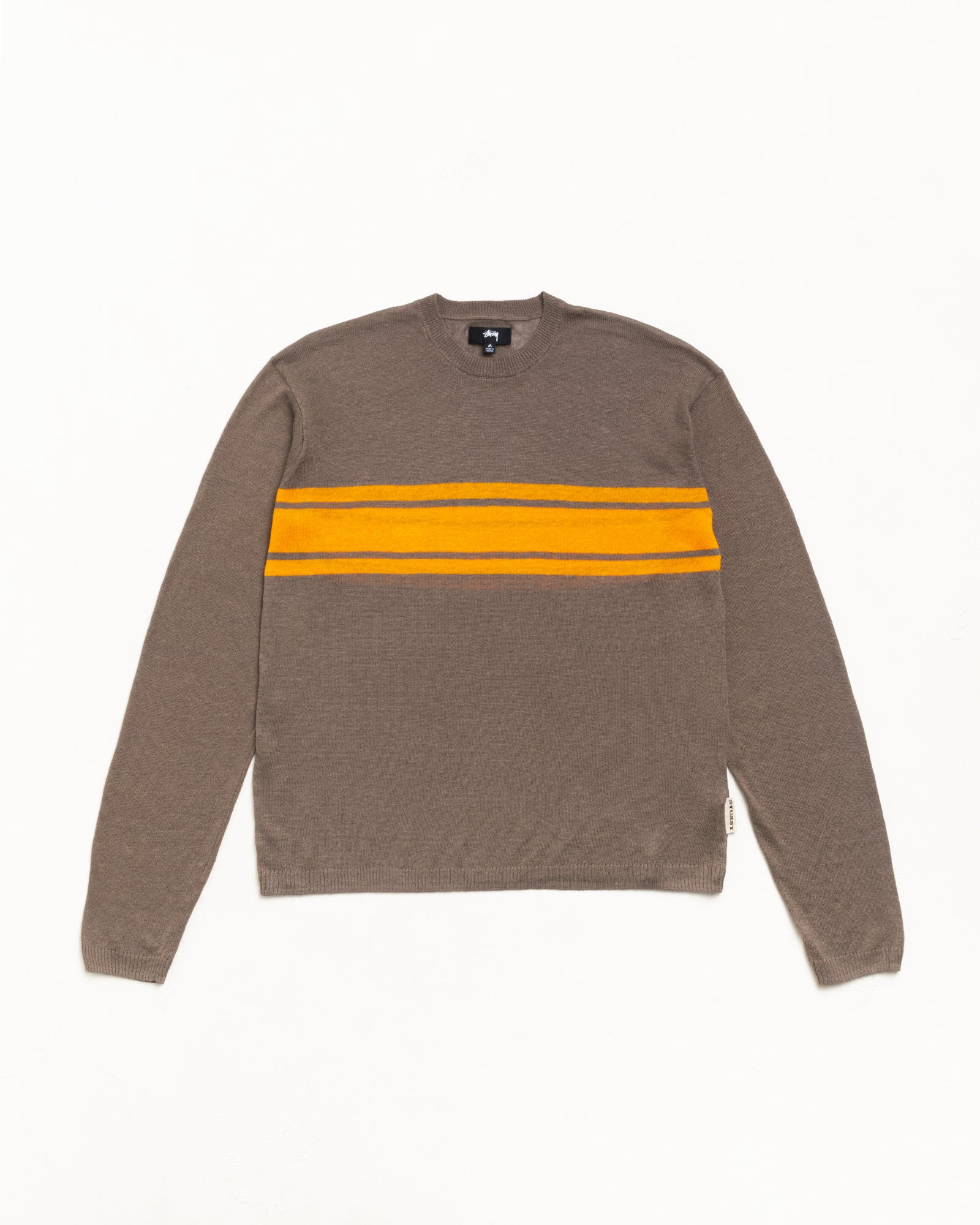 Stussy Maglione Leggero a Righe brown in lino cotone
