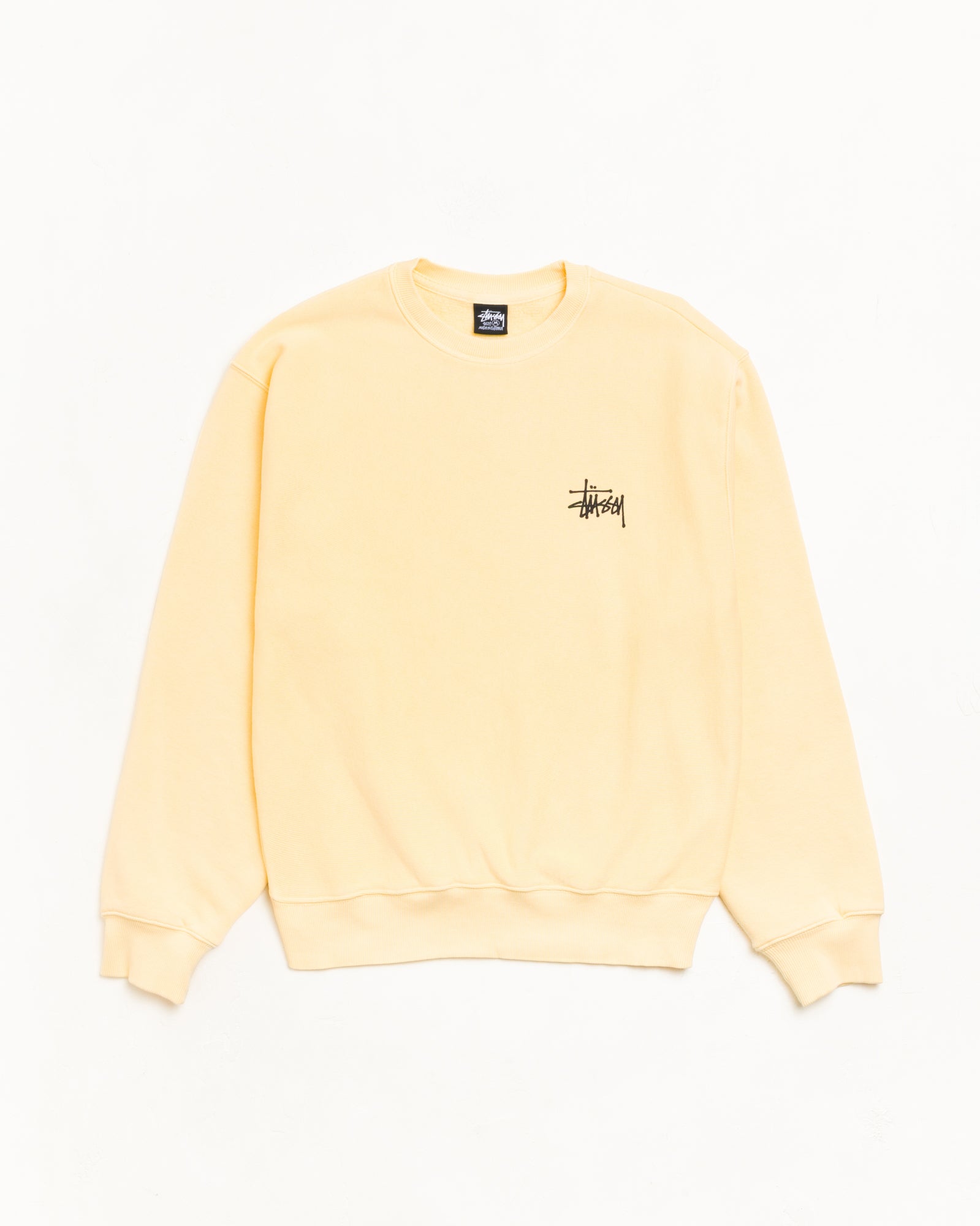 Stussy Basic Crew felpa girocollo oro garment dyed cotone