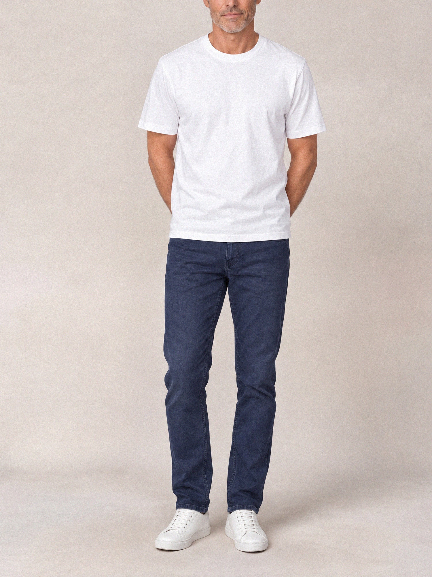 Robert Talbott Pablo Pantaloni 5 Tasche Navy Stretch