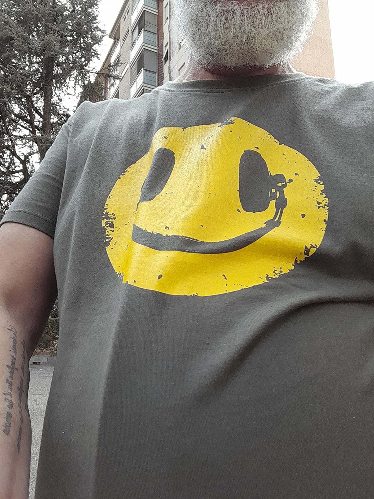 Makaya T-Shirt Uomo Musica House Cuffie Smile Cotone Verde