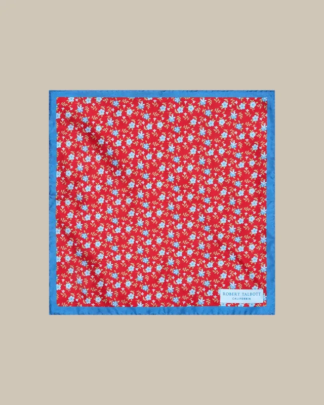 Robert Talbott York Pochette Seta Floreale Rosso