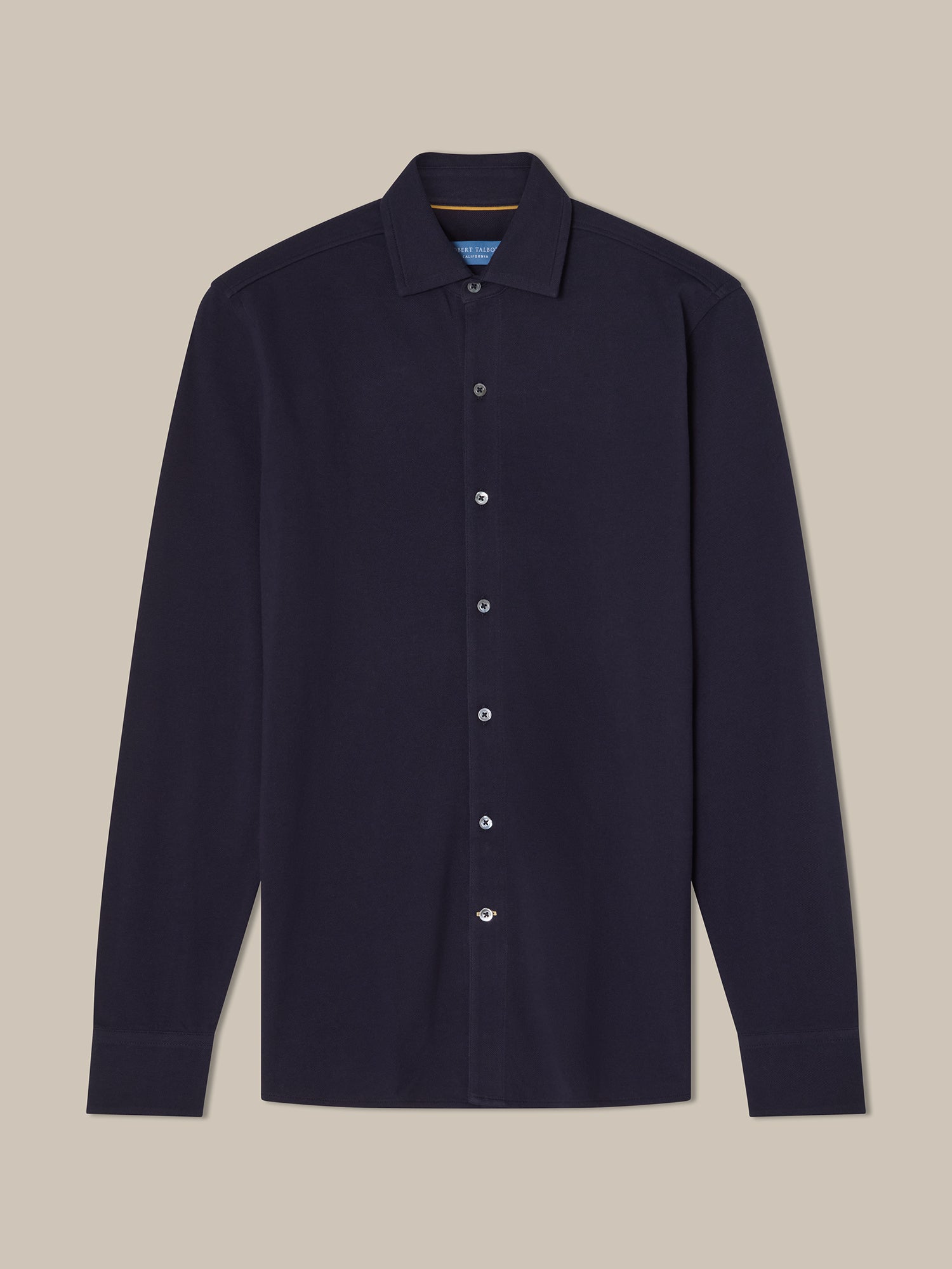 Robert Talbott Foster polo manica lunga cotone navy L