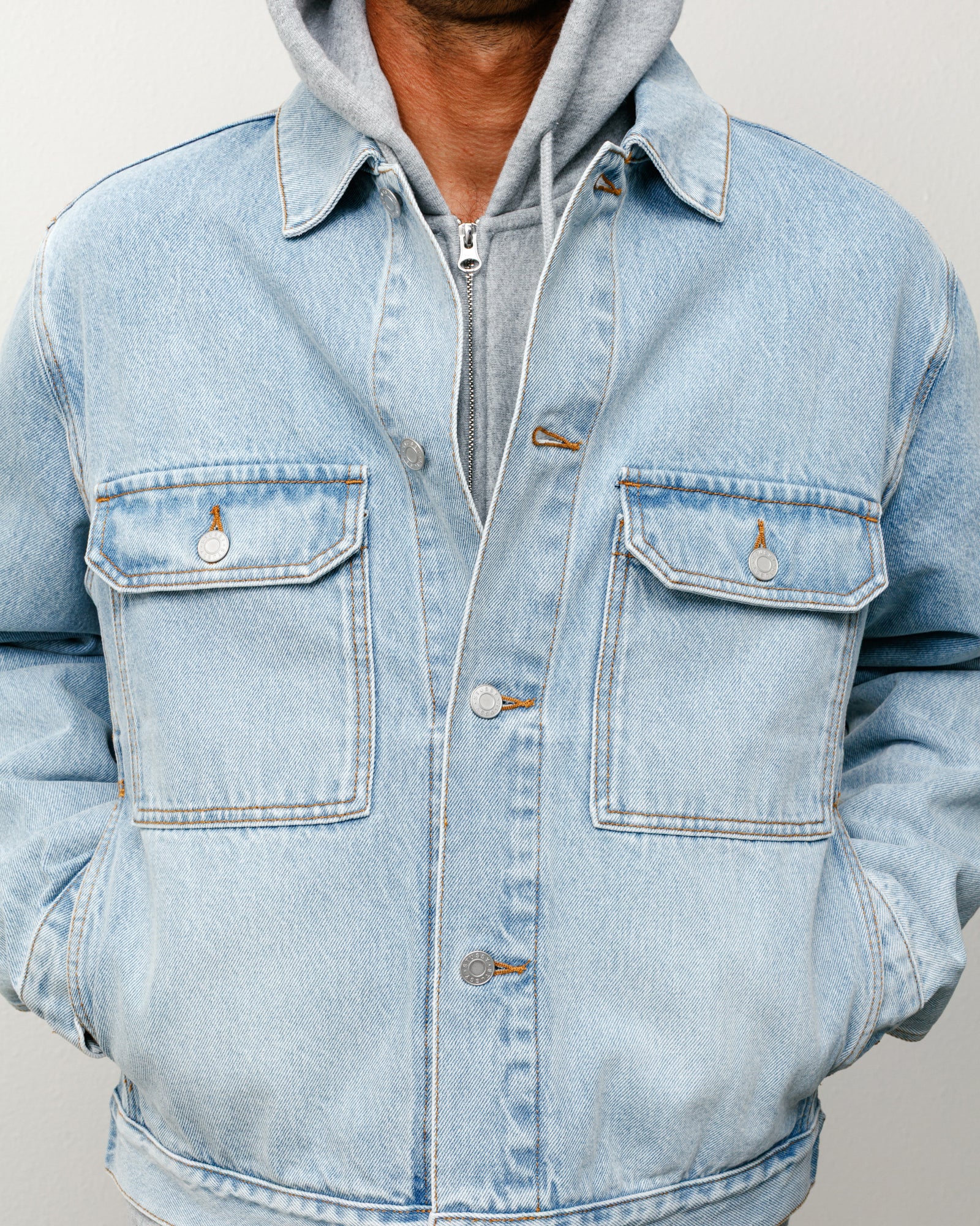 Stussy Outerwear Denim Trucker Jacket giacca indigo cotone