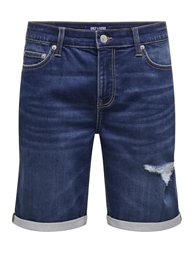 Only & Sons Onsply Destroy Shorts Denim M Blu