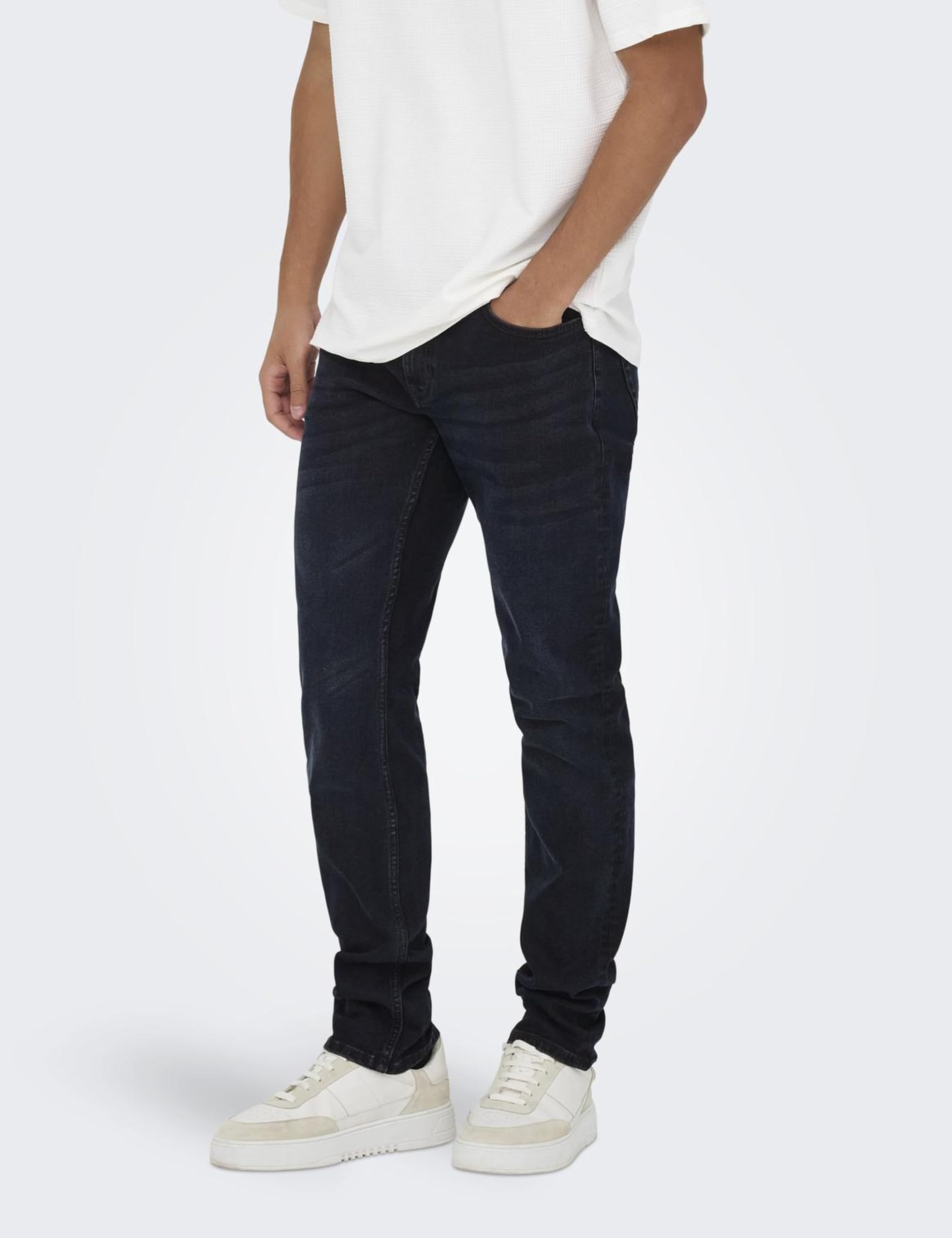 Only & Sons Loom Jeans Uomo Slim Vita Bassa Dark Grey