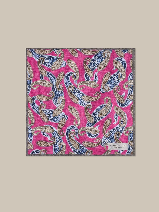 Robert Talbott Collins Paisley Pochette Fuchsia Multi seta
