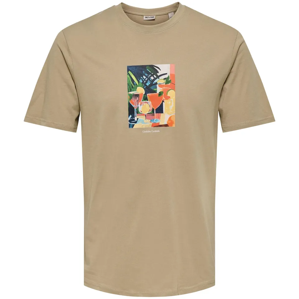 Only & Sons Stillo Life Regular SS t-shirt marrone cotone