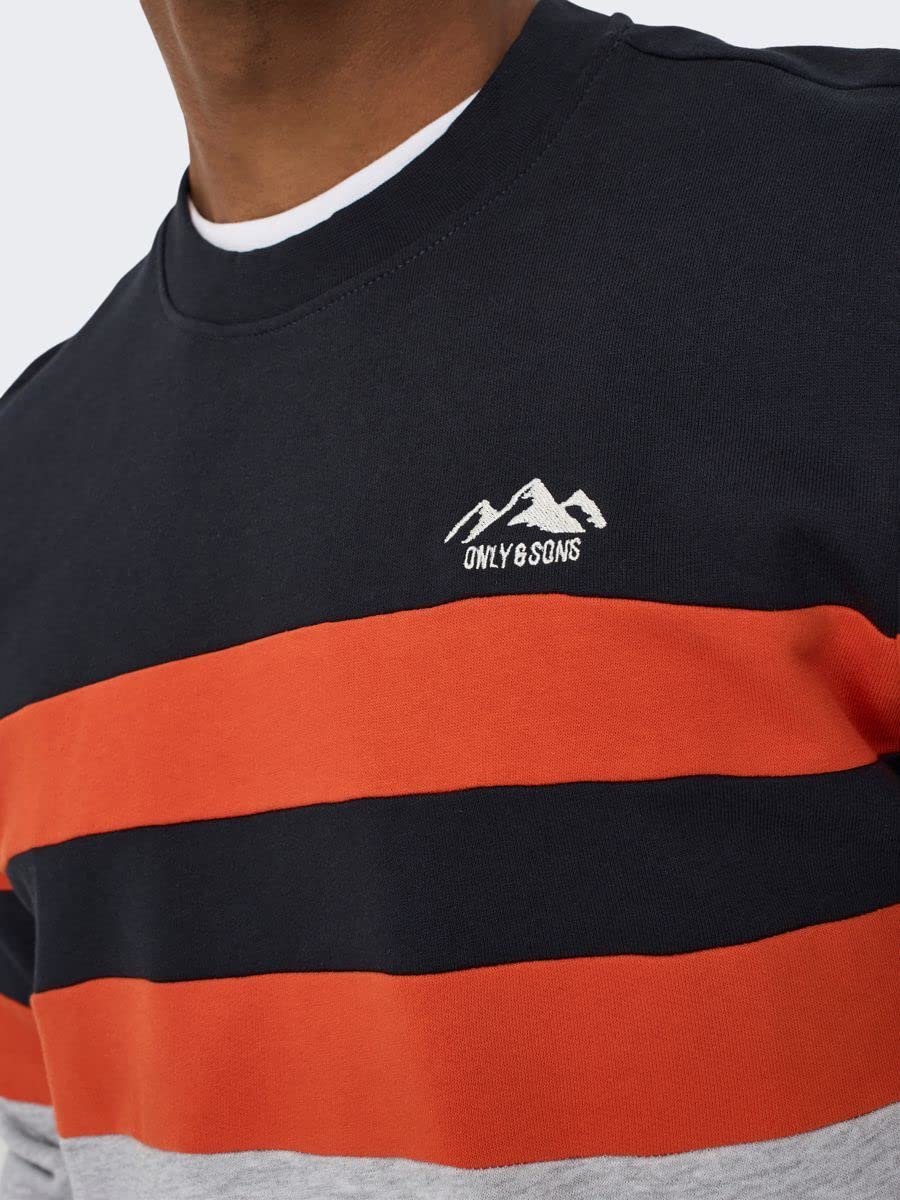 Only & Sons felpa uomo S grigio chiaro melange cotone