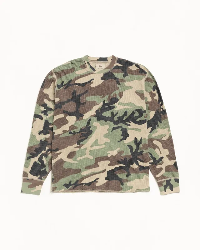 Stussy Pigment Dyed Thermal maglia camo cotone