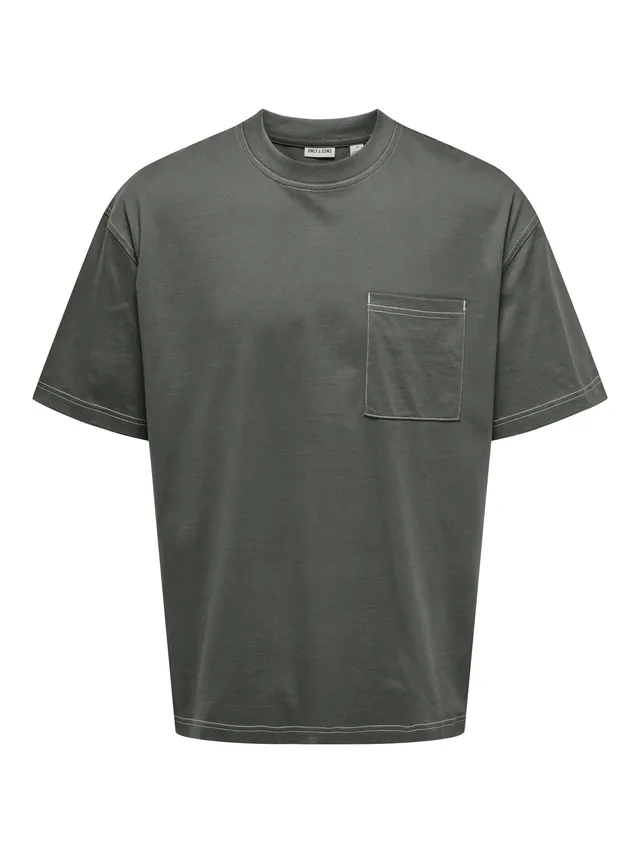 Only & Sons Larry T-Shirt Uomo Grigio XL Cotone