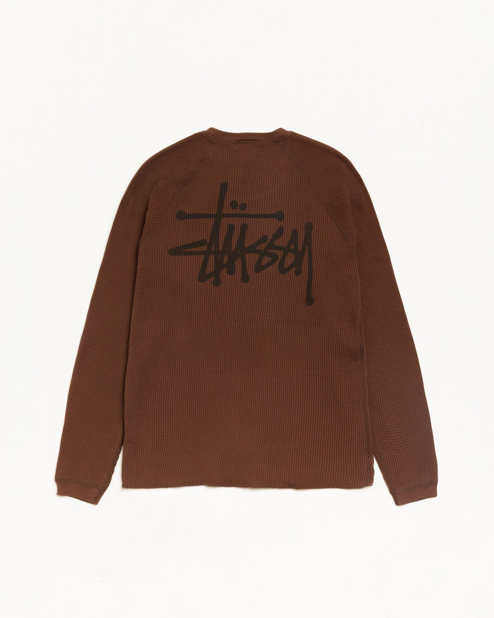 Stussy Basic Thermal maglia marrone 100% cotone