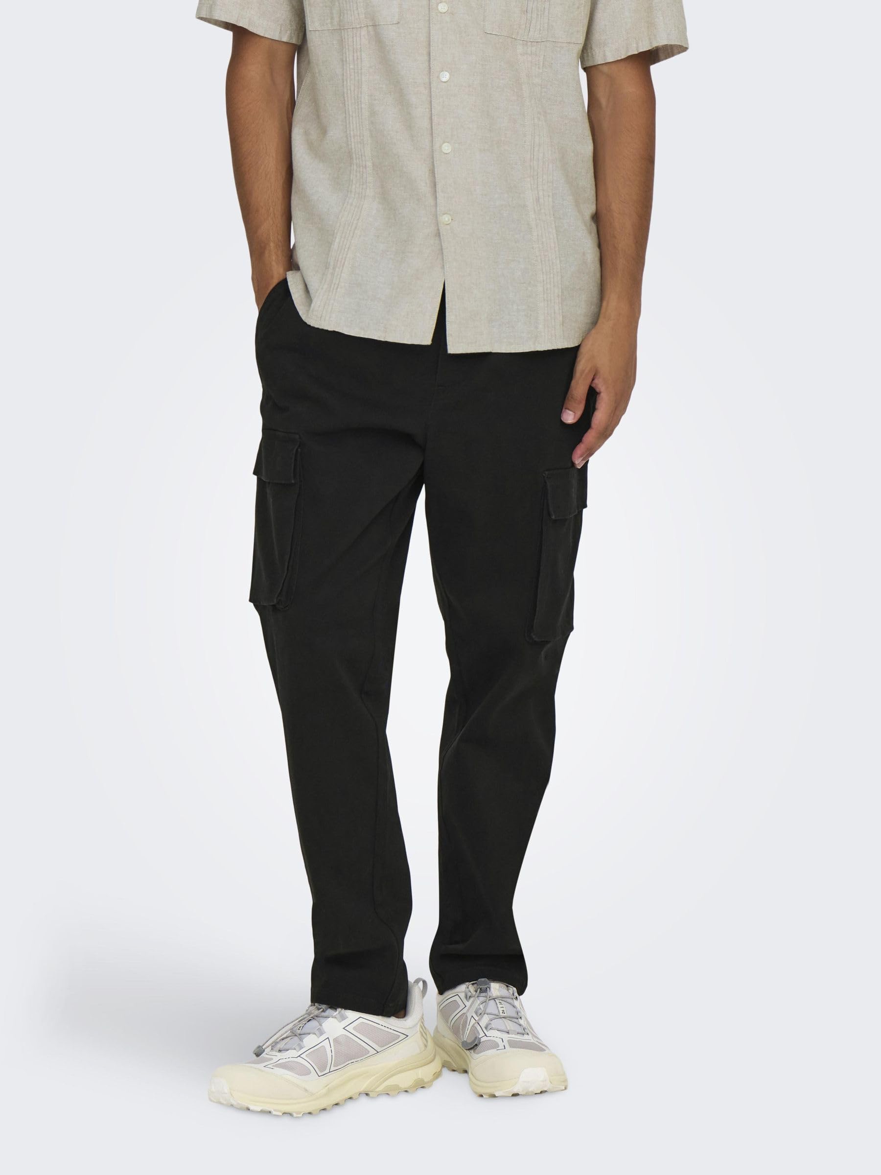 ONLY & SONS Onscam pantaloni cargo tapered L kaki cotone