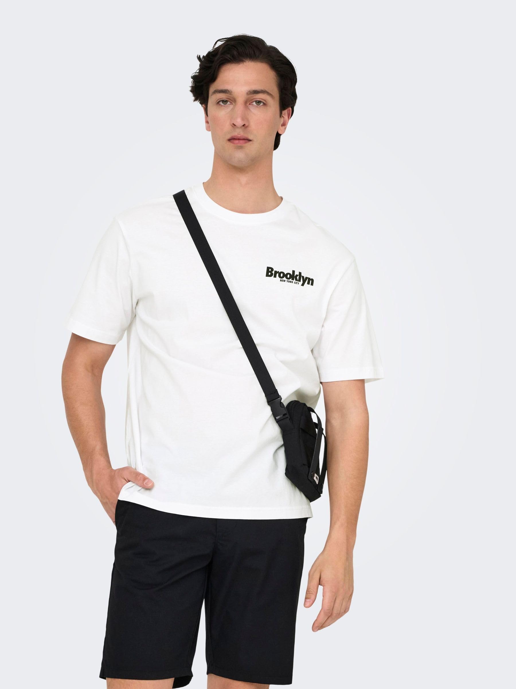 ONLY & SONS Onskeane T-Shirt Bianco Cotone Girocollo