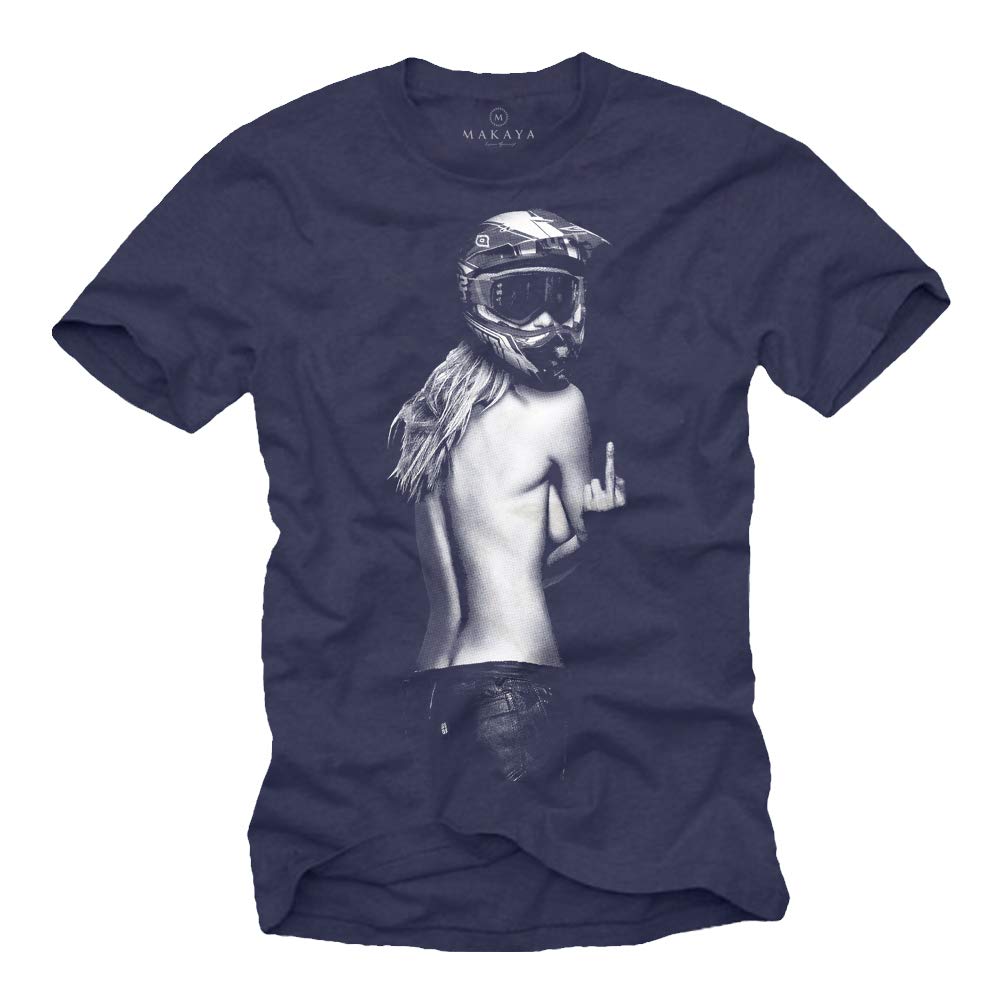 MAKAYA T-Shirt Uomo Casco Motocross Maglietta XL Cotone
