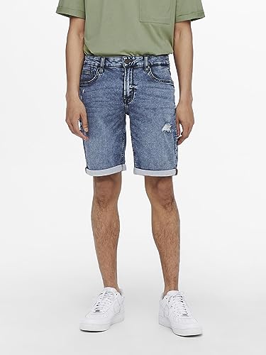 Only & Sons Pantaloncini Jeans Uomo Destroyed Cotone