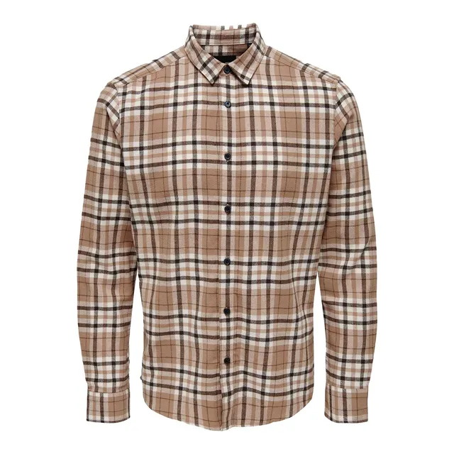 ONLY & SONS Atir Camicia Quadri Uomo S Burro Slim