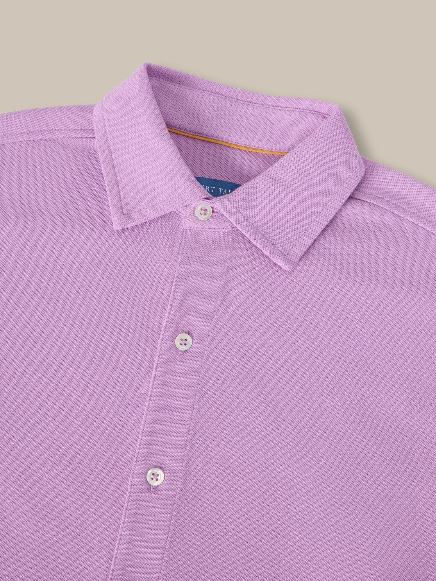 Robert Talbott Foster Polo Manica Lunga Lilla Cotone Piqué