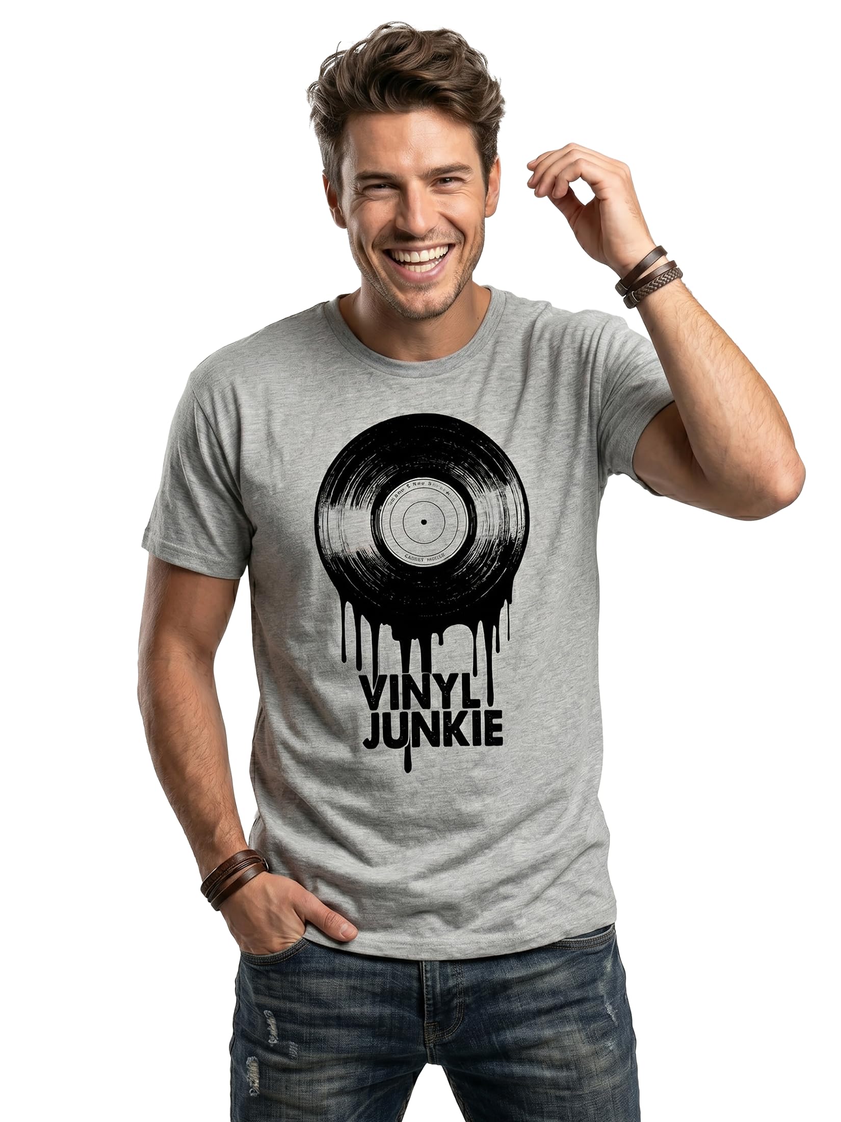 MAKAYA T-Shirt Uomo Vinyl Junkie Maglietta XXL 100% Cotone