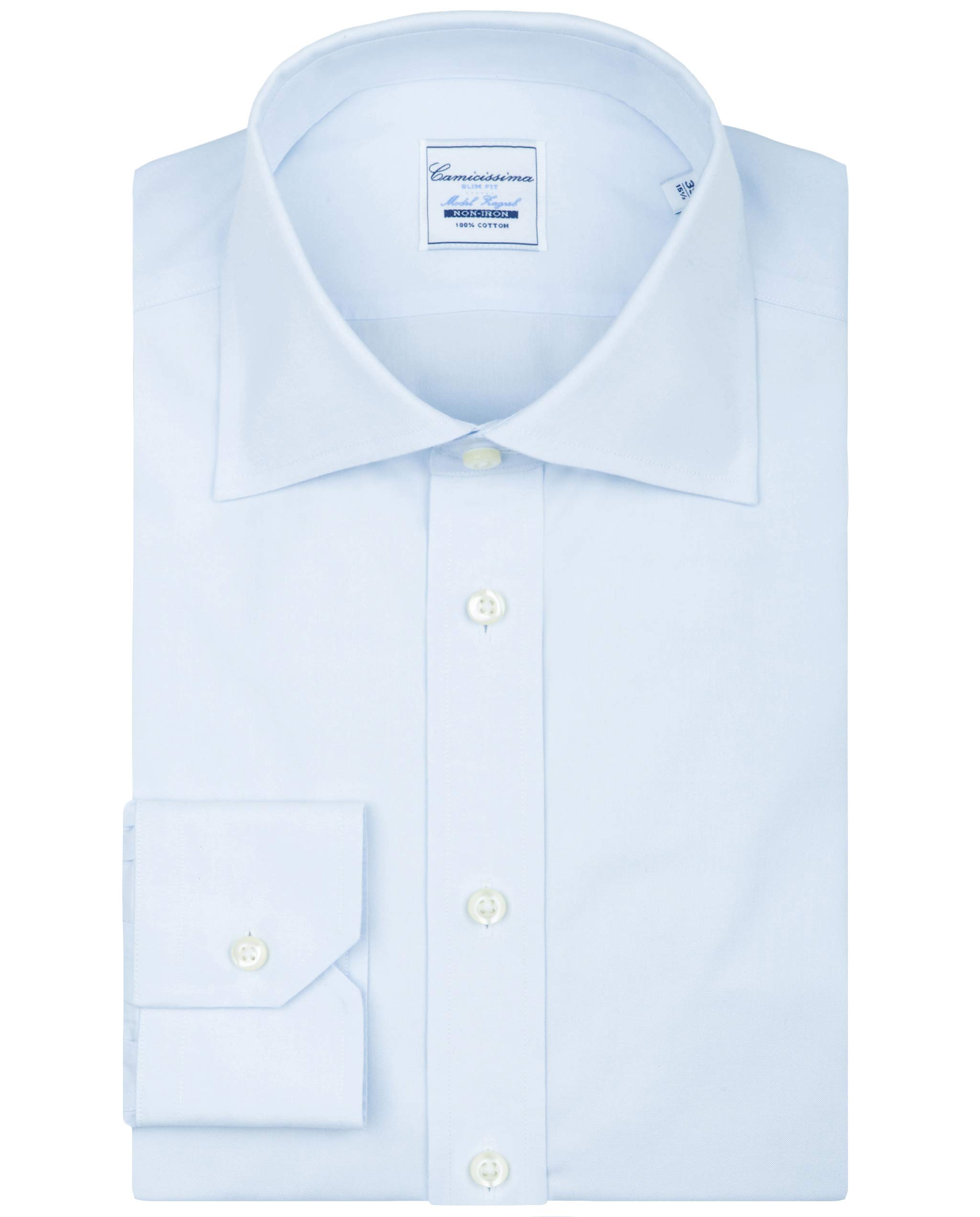 Camicissima Non Iron camicia uomo azzurra slim 100% cotone