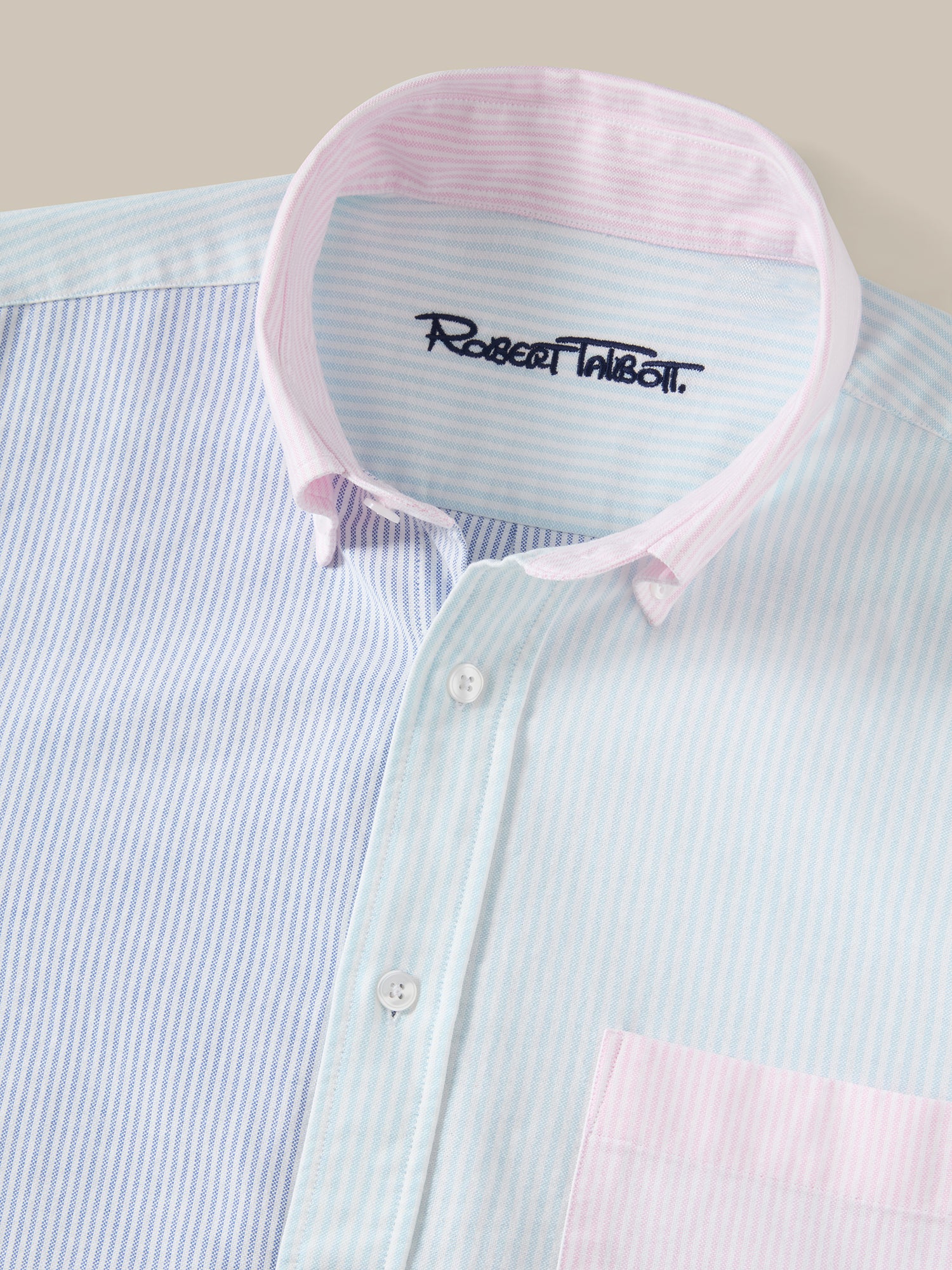 Robert Talbott Harrison camicia Navy Aqua Pink M cotone