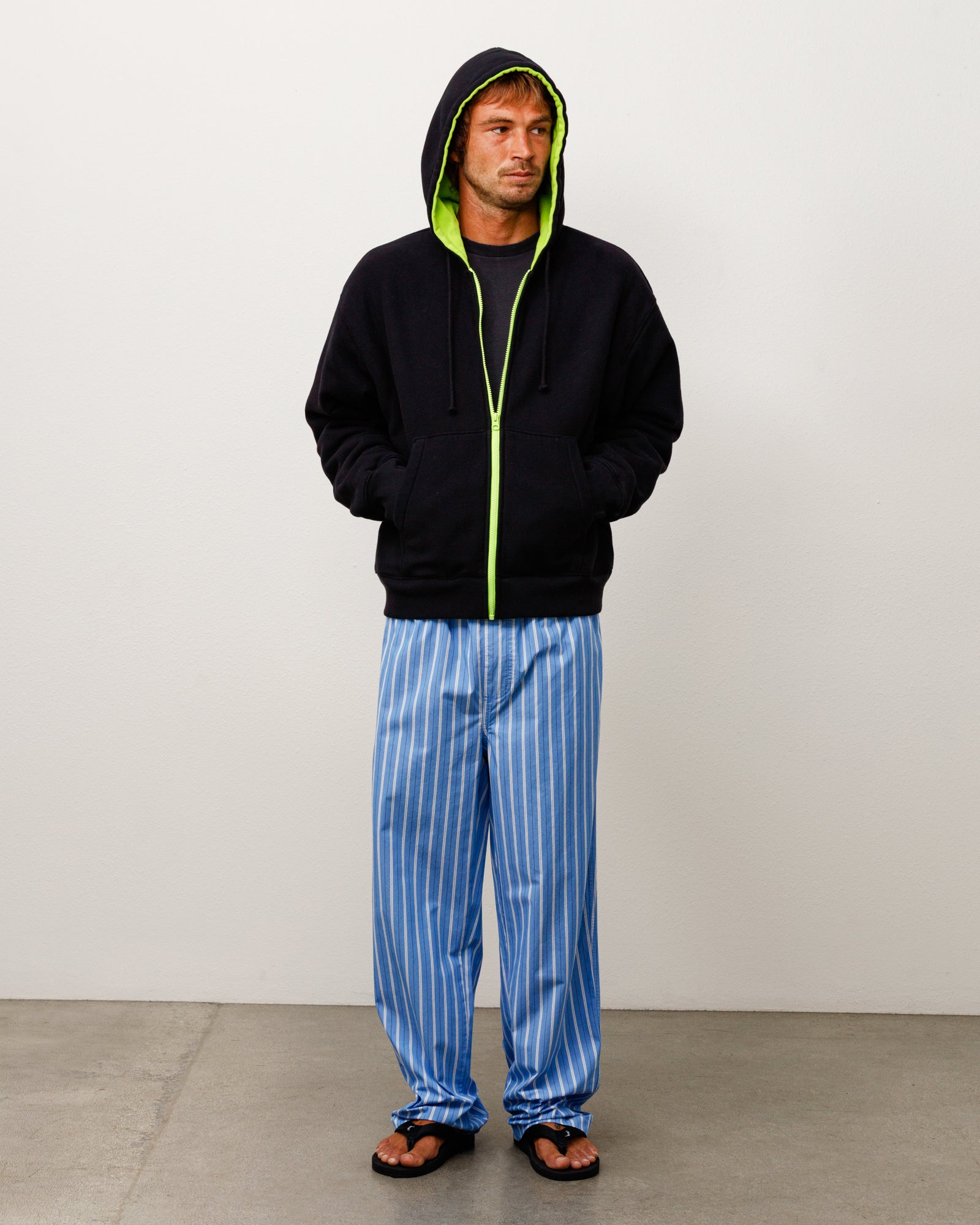 Stussy Double Faced Zip Hoodie felpa nera double face 360 gsm