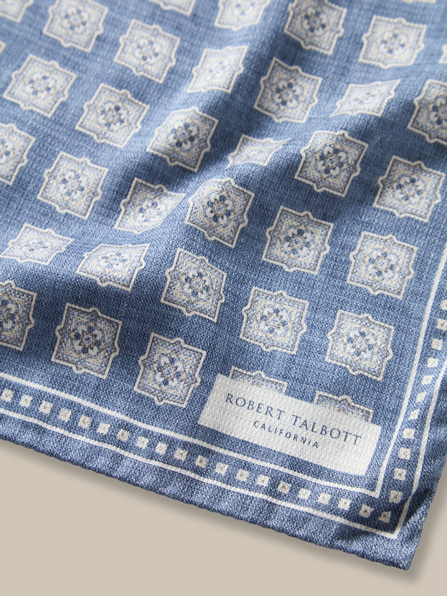 Robert Talbott Colton pochette seta reversibile blu OS