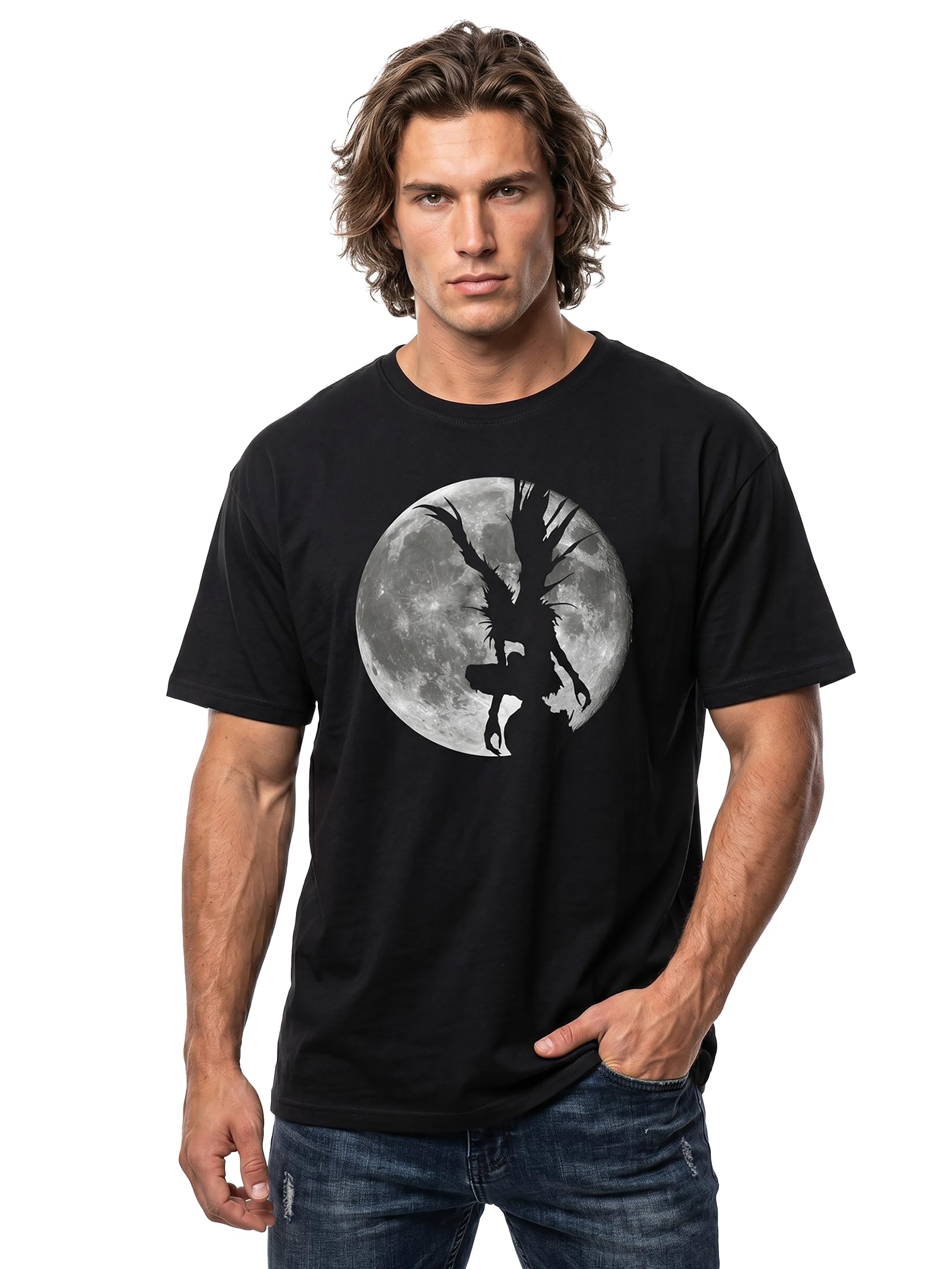 MAKAYA Ryuk Shinigami T-Shirt Uomo Cotone Nerd Manga Nero