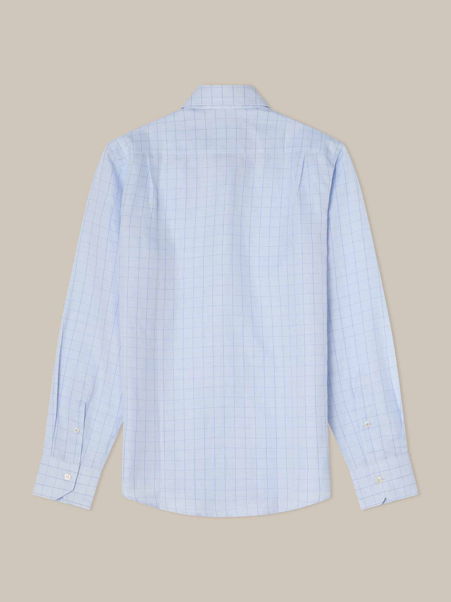 Robert Talbott Reynolds Windowpane camicia blu lino