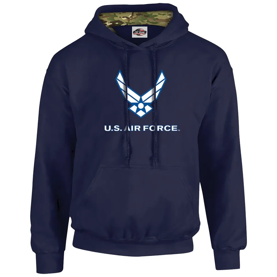 7.62 Design USAF felpa cappuccio uomo blu navy cotone