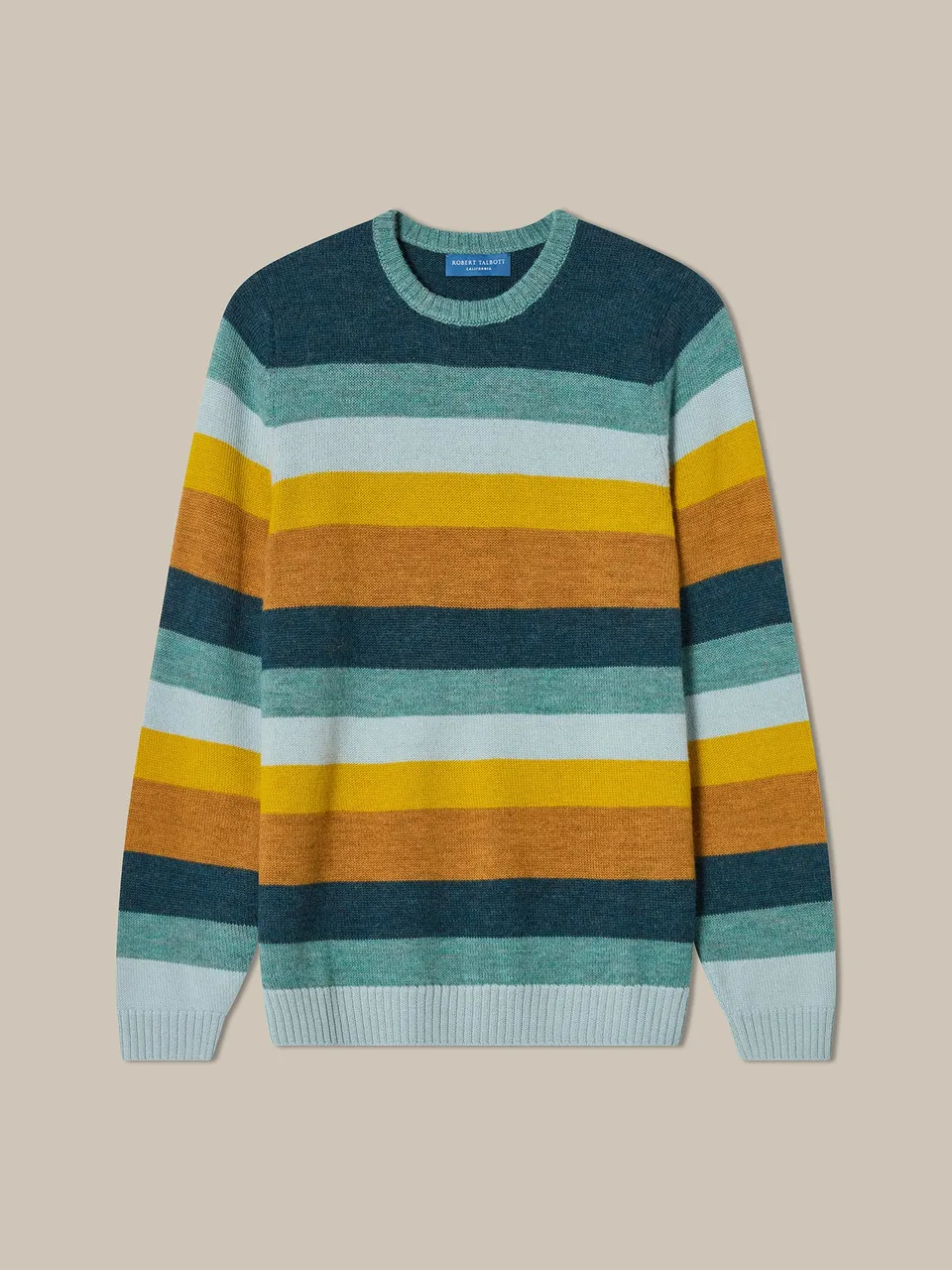Robert Talbott Radcliffe Maglione Uomo Aqua Multi Baby Alpaca