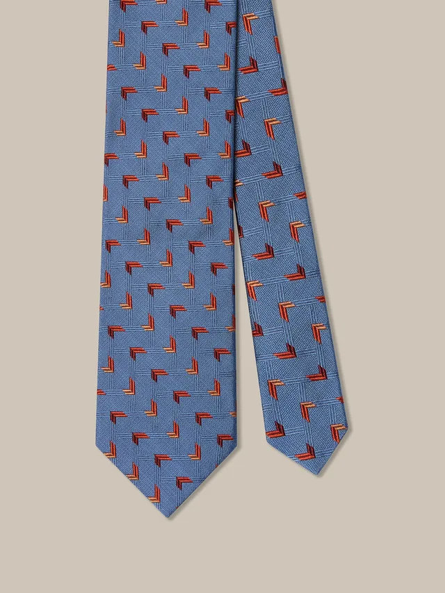 Robert Talbott Robert Geometric Arrow cravatta seta blu REG
