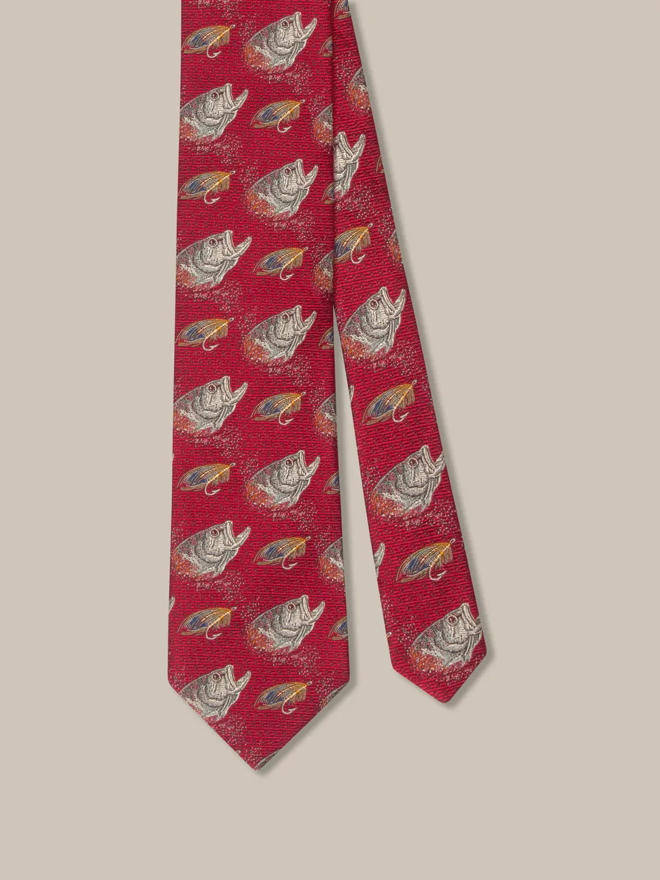 Robert Talbott Fish 97 Heritage cravatta seta rossa REG